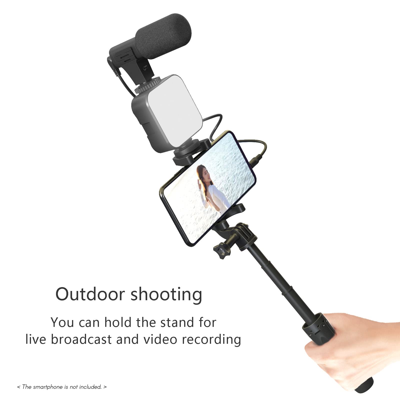 Kit de vlogging, kit de video para cámara de teléfono inteligente Andoer, clip, cable de audio TRS a TRRS de 3.5 mm para transmisión en vivo YouTube Grabación de video
