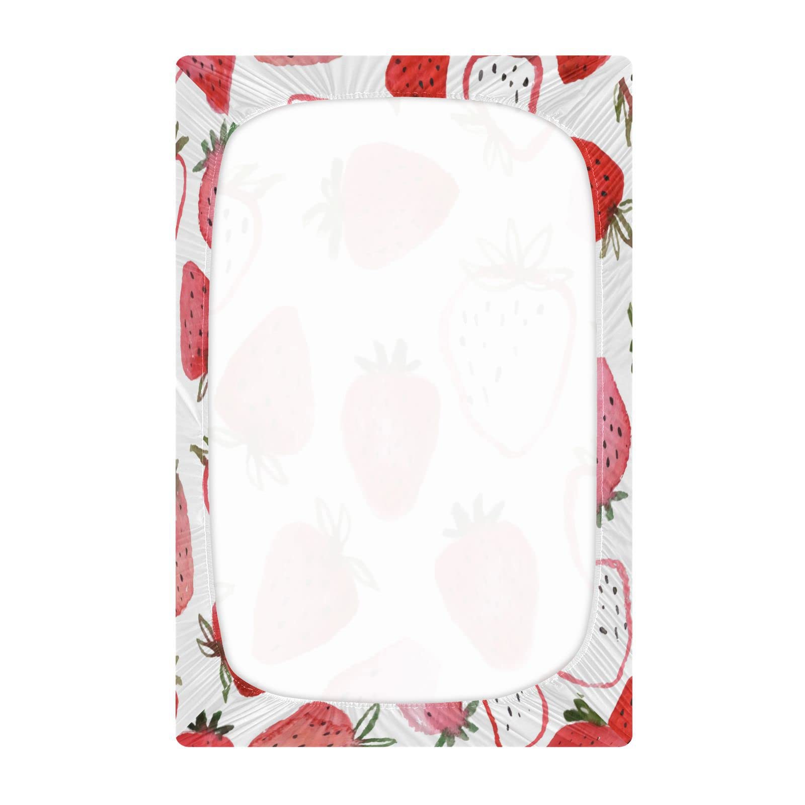 ATTX Fitted Crib Sheet Watercolor Strawberries Baby Sheets for Standard Crib Toddler Mattress Cover, Soft Microfiber Breathable Mattress Cover,27