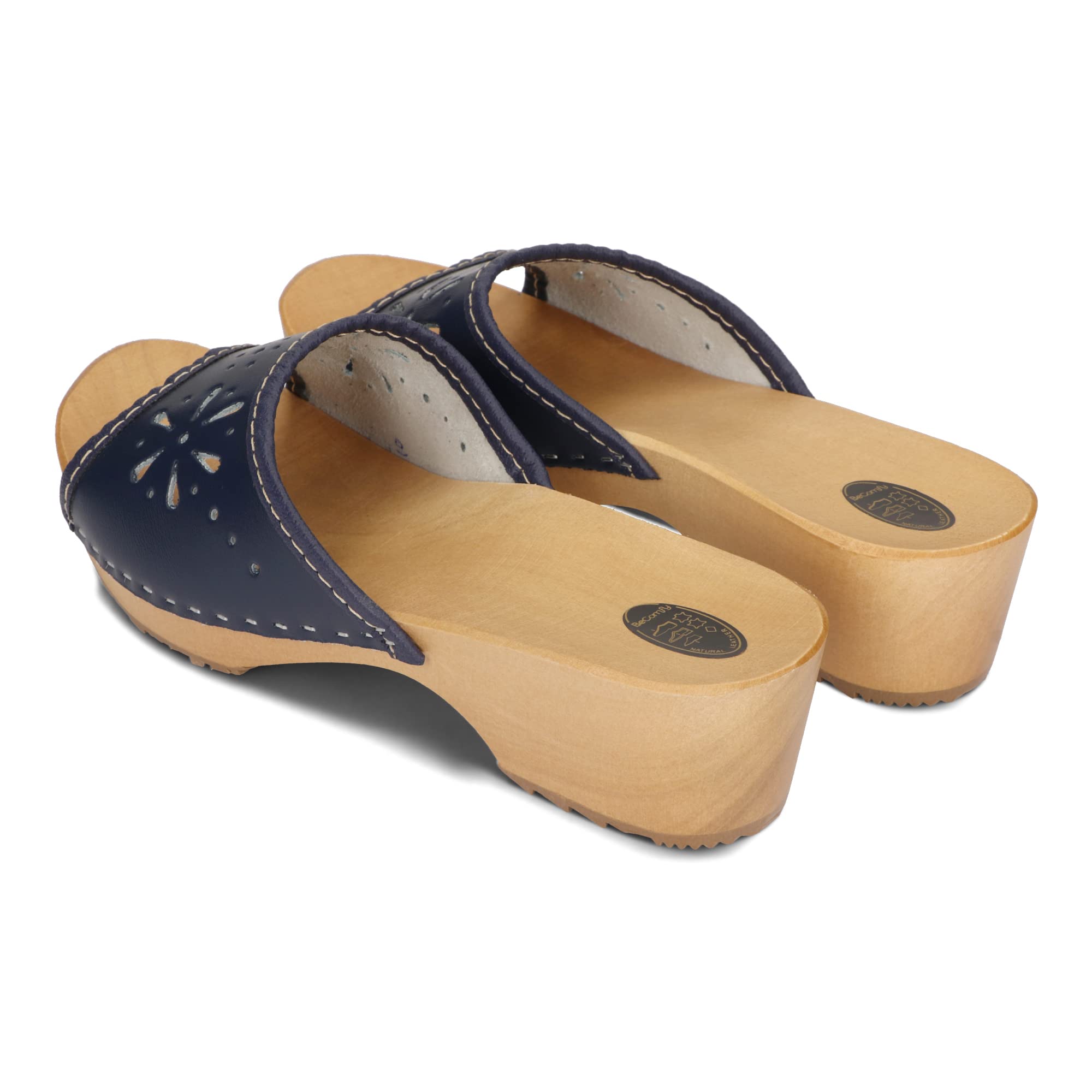 BeComfy Zoccoli da Donna in Legno Scarpe in Legno Pelle Muli con Tacco Sandali Estivi 35-41 EU