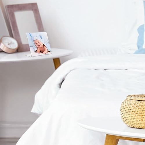 Miniatura 5 de Soaoo 15 marcos de fotos acrílicos de 4 x 4 pulgadas, marcos de cabina de fotos inclinados en forma de L, soporte de fotos de acrílico transparente