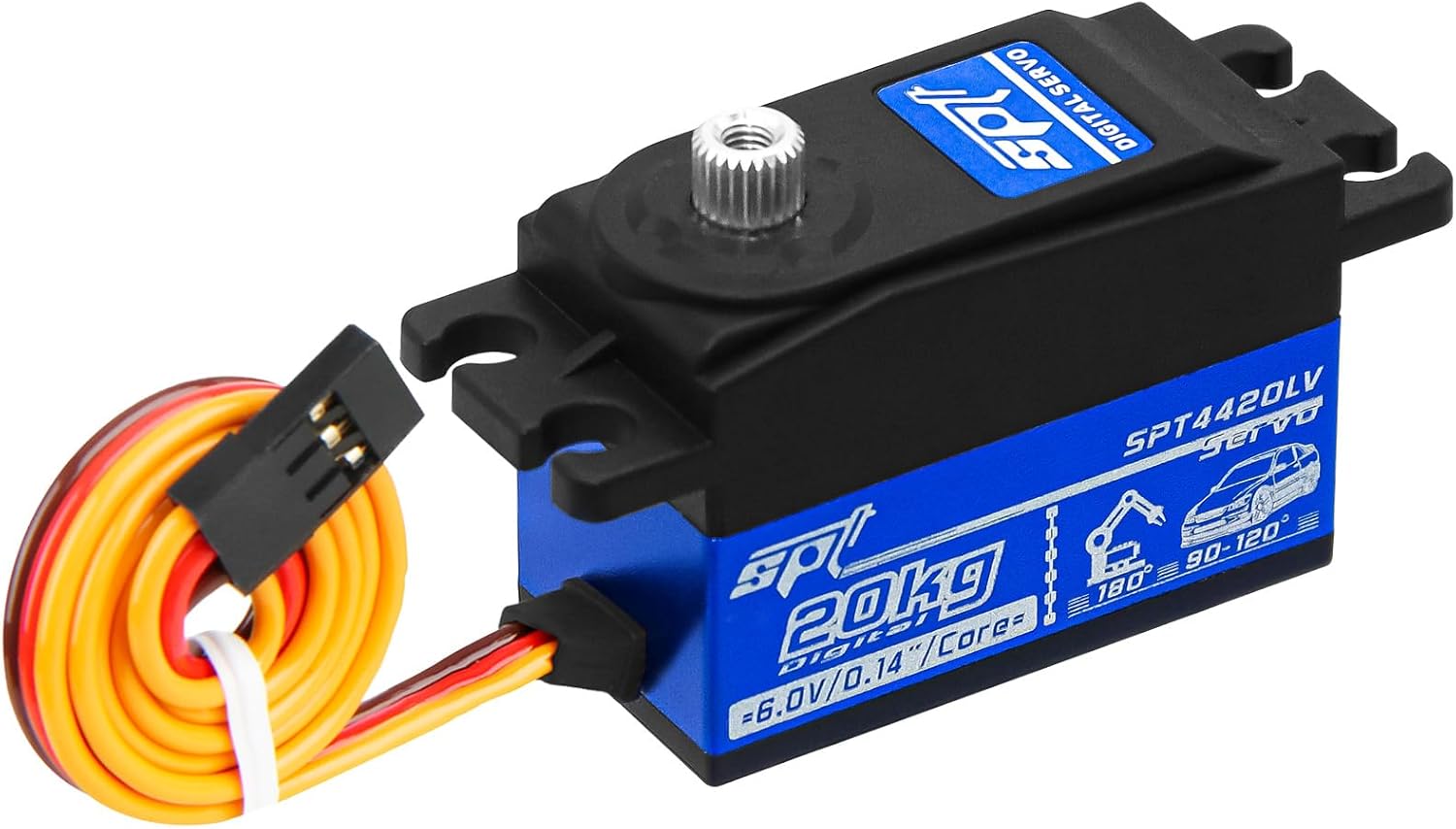 20kg Low Profile Servo RC Digital Servo High Torque Full Metal Gear & Steering Servo Arm for 1/10 RC Car Tamiya Kyosho On-Road Touring Drift Car/Robot/Boat