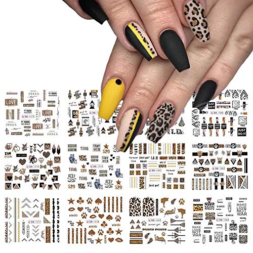 12 Sheets Leopard Print Nail Art Stickers Nail Art Accessories Decals Water Transfer Sexy Leopard Geometric Animal Print