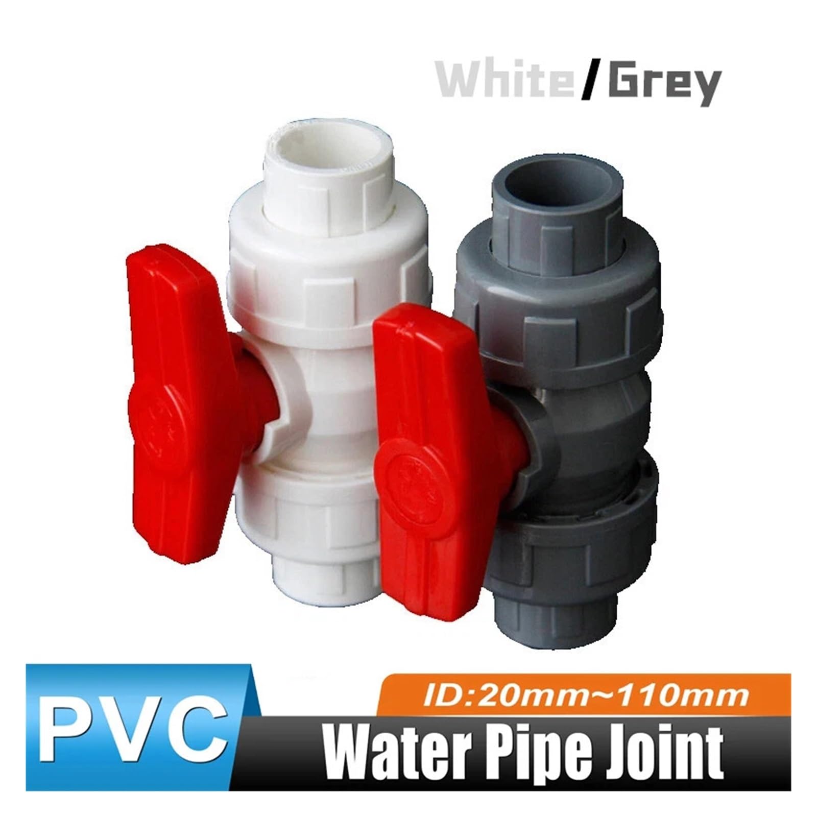 Válvula De Esfera 1 unidad de válvula bola doble unión PVC con conector rápido for control, diámetro interior 20 mm a 110(40mm)