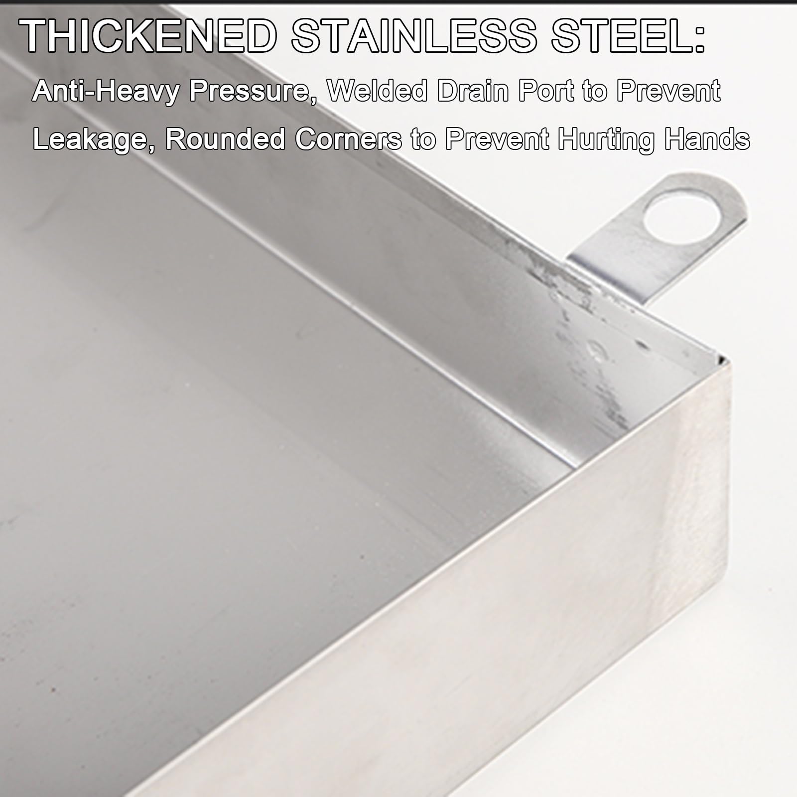 Bac d'égouttement universel AC pour climatiseurs portables 50 x 45 cm avec oreilles de montage fixes, idéal pour les changements d'huile, empêche les déversements et les fuites