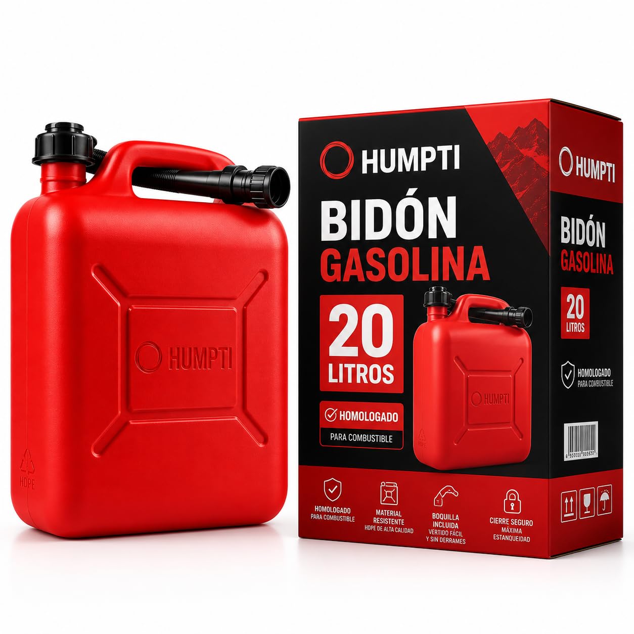 Garrafa Gasolina 20L Homologada Pack de 3 - Bidón Combustible Plástico con Visor de Nivel - Bidones para Gasolina y Gasoil Homologados 60 Litros