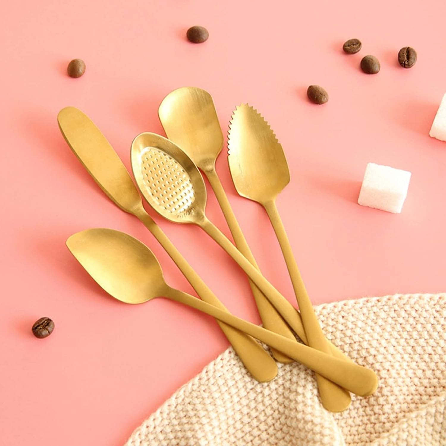 Spoons Spoon 6 Type Stainless Steel Ice Cream Coffee Stirring Spoon Teaspoon Dessert Cake Honey Spoon Teaspoon Kitchen Accessories Spoon (Color : 2pcs)