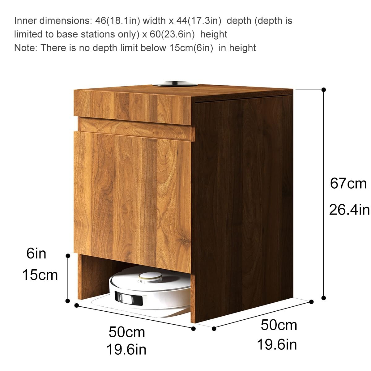 Staubroboter Schrank mit Türen, Aufbewahrungsschrank für Saugroboter, Beistelltisch für Büro Zuhause, Freistehendes Holzregal für Wohnzimmer Küche Büro(Gray)