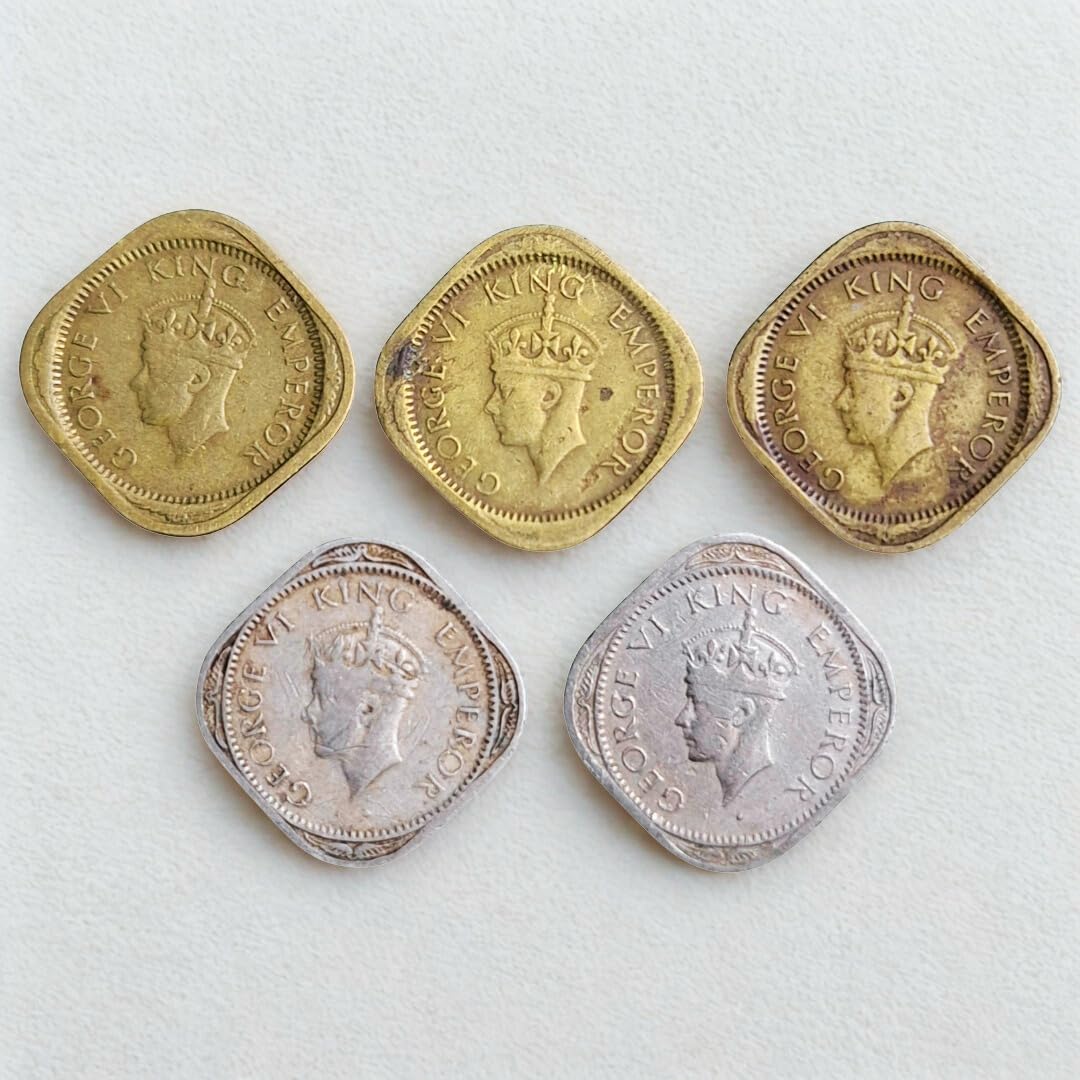 ShubhCoins Education Set- Half Anna, George VI British India-5 Coins (1942-47)(*no1945) Very Rare Good Condition- Best for Kids Above 5 Years, School Projects and Gifting (1/2Anna/5Pcs)-image-18