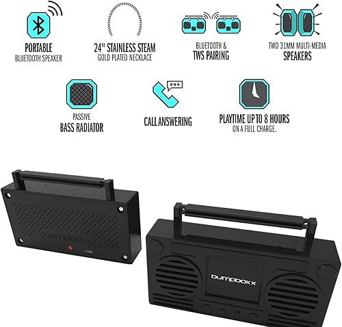 Miniatura 4 de Bumpboxx MicroBoom - Collar portátil con altavoz Bluetooth Boombox  Altavoz portátil Bluetooth  Incluye cadena de 24 pulgadas y batería recargable