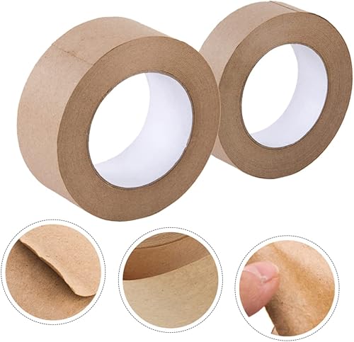 Miniatura 3 de STOBOK 2 rollos de cinta adhesiva Kraft Roll Cinta de embalaje Kraft fácil de usar cinta de sellado activada por agua para bricolaje y hogar