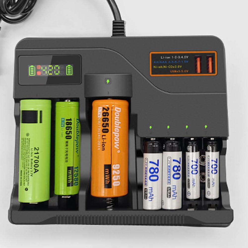 Chargeur Multi Emplacements Pour Batterie Au Lithium, Pour Piles AA/Batterie Au Lithium 3.7 V/Batterie à Hydrure Nickel Métal 9 V, Style Général