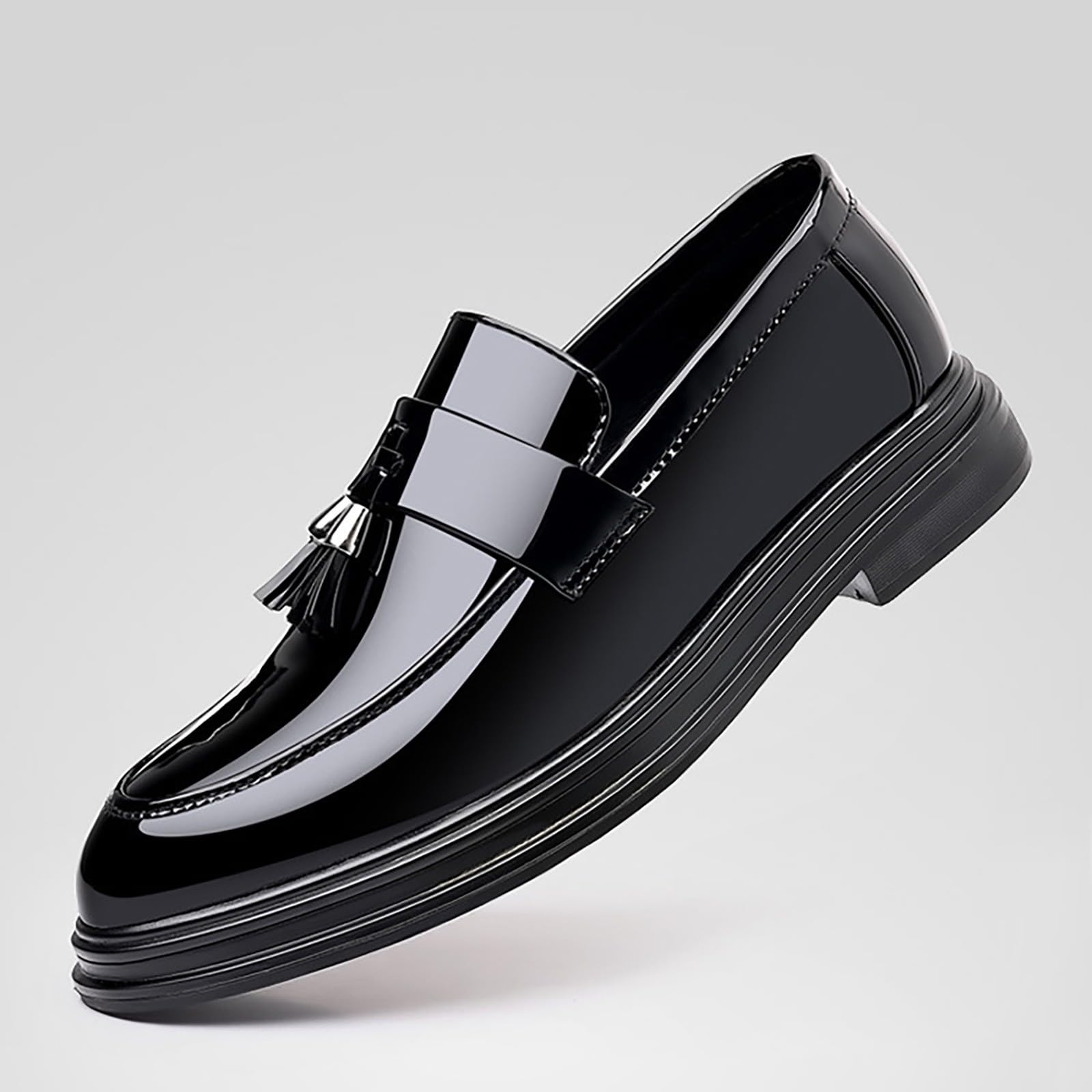 Mocasines con borlas brillantes para hombre, suela gruesa, zapatos de vestir elegantes e informales para fiestas y uso diario