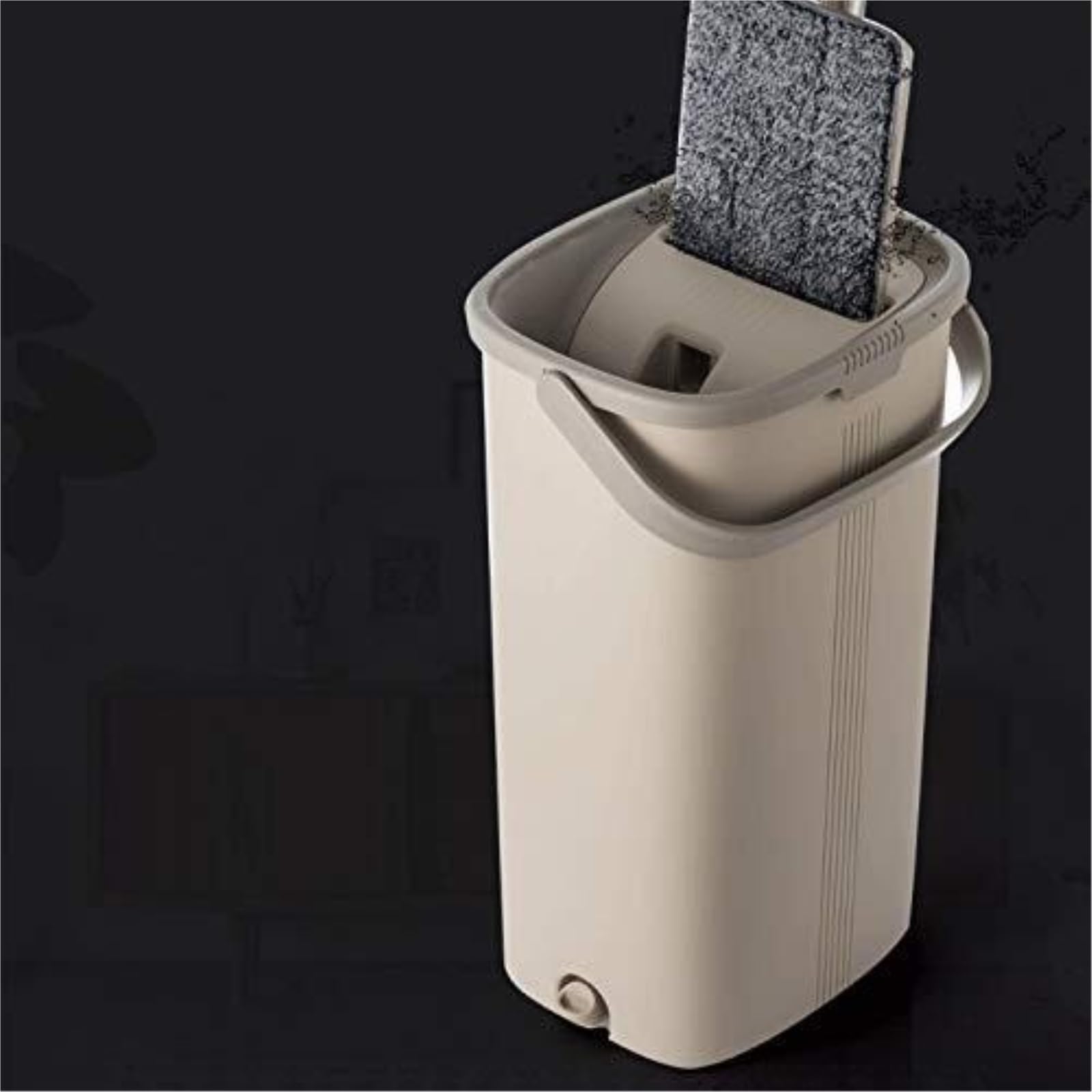 Mopa Esfregona Cubo para Trapeador Plano con Manos Libres para Limpieza De Pisos Húmedos Y Secos, Cabezales Giratorios De 360 ​​Grados con Trapeador Reutilizable Limpieza Suelos(Bruin)