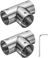 uxcell 2Pcs Stainless Steel Tee Pipe Connectors 3-Way 1 Inch Fittings with Wrench for DIY Shelves Fences Garden Supports