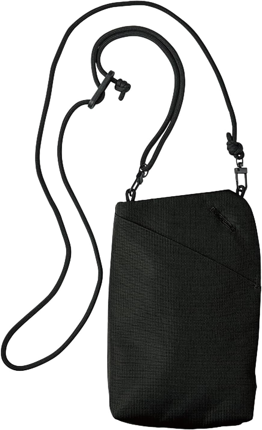 Elecom P-CLSPB01BK Smart Pouch, Smartphone Pouch, Multi Pockets, Card Pockets, Coins, Bills, Keychain, Black