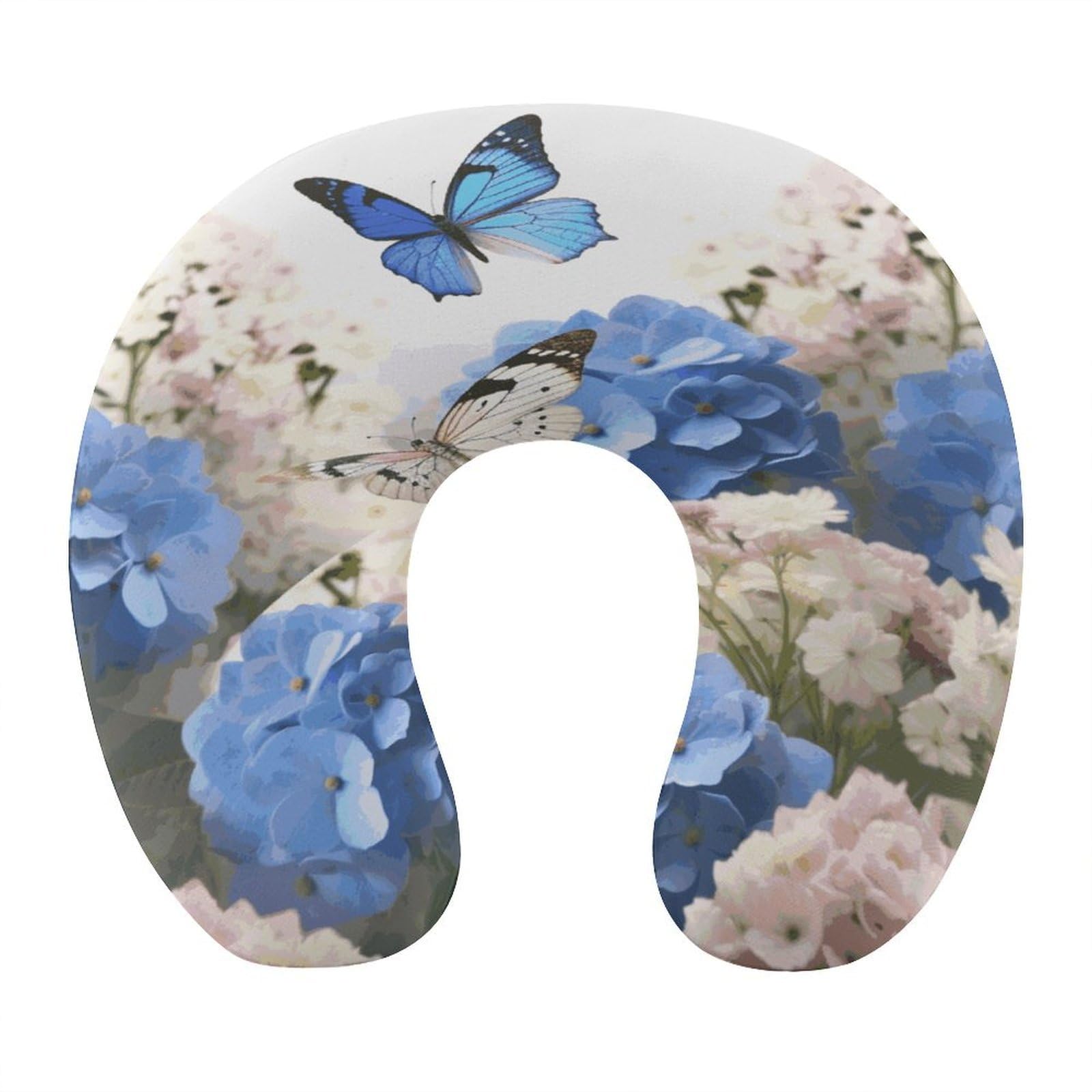 Btcowzrv Style Hydrangeas Daisies Butterflies U Shaped Neck Pillow Travel Pillows