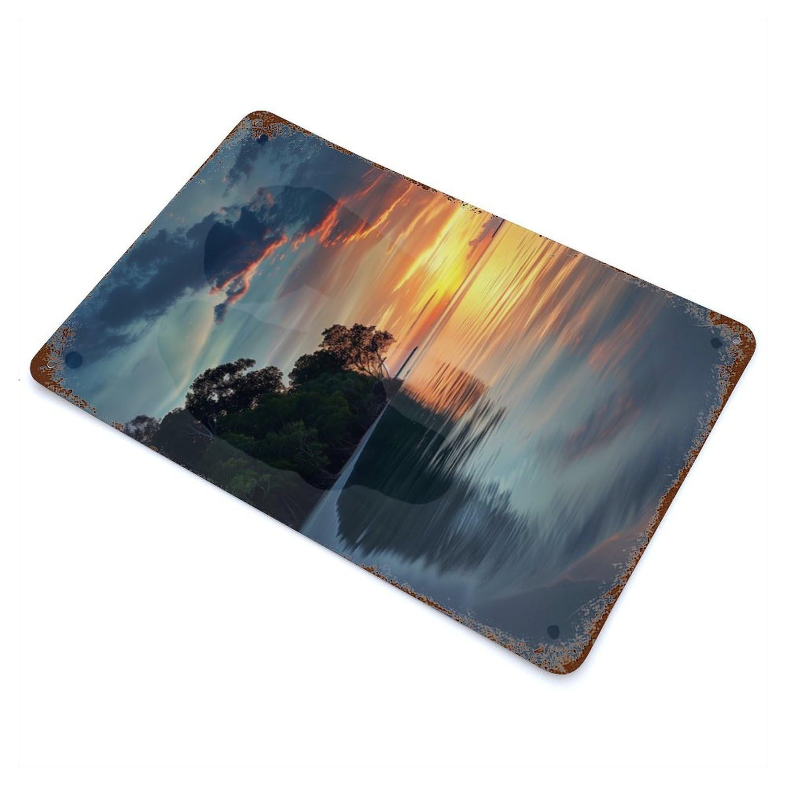 Garage Style Sunsets Gentle Embrace Rusty Metal Tin Sign 11.8"x7.9", Farmhouse Wall Decor for Bar And Workshop
