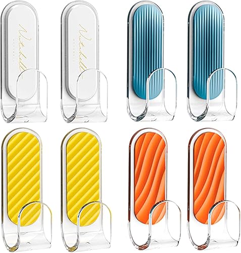 Andrality Adhesive Hooks,8 Pcs Wall Hooks Colour Sticky Hooks,4 Colors, Bathroom Kitchen Utility Hooks Door Hook.Hooks for Hanging Clothes, Towels,