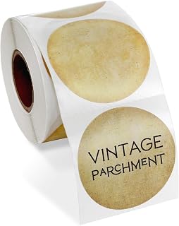 Pelikus Thermal Labels for Packaging, Small Business, Color Coding (Vintage Parchment, 2" Round)