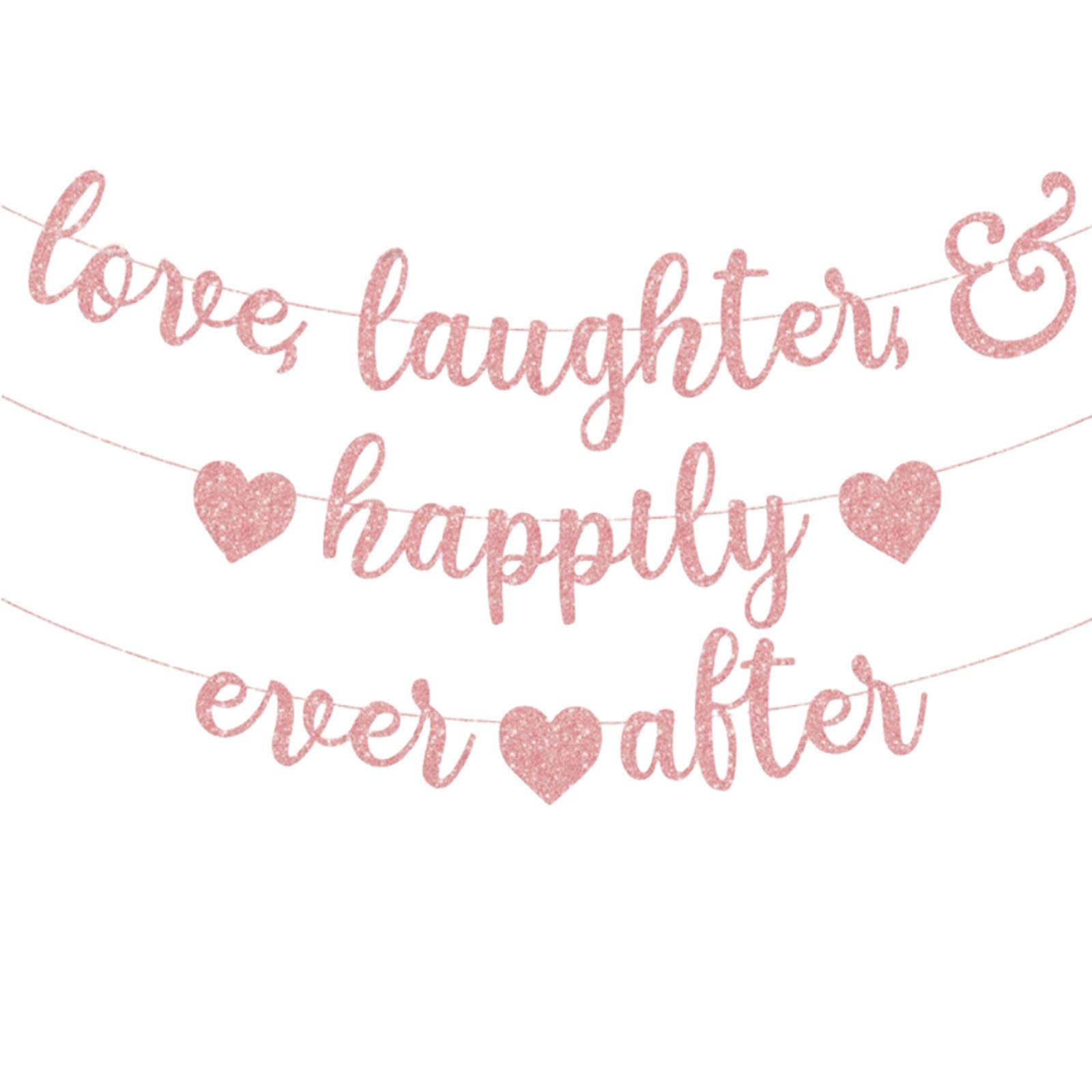 VGRDTW Wedding Decorations, Just Married Decorations, Just Married Banner, Rose Gold Wedding Banner Bridal Party Decor, Romantic Sign for Reception, Photo Backdrop