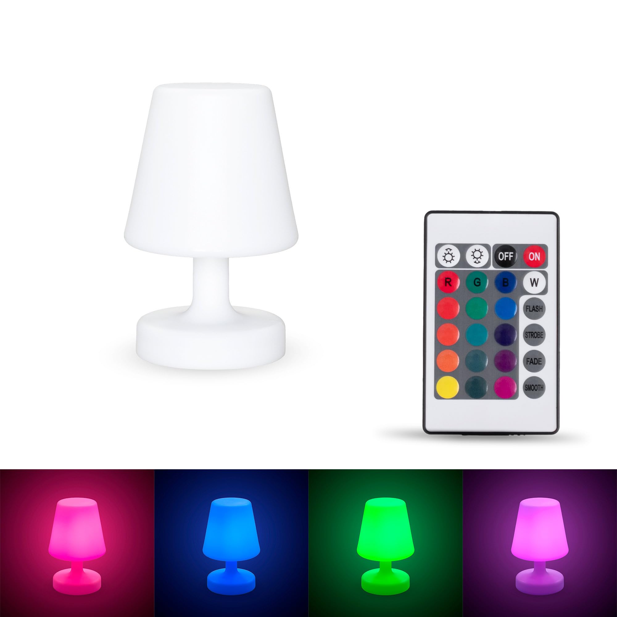 Lampe LED décorative rechargeable RGBW 6 W sans fil avec télécommande 16 couleurs étanche IP65 pour jardin terrasse