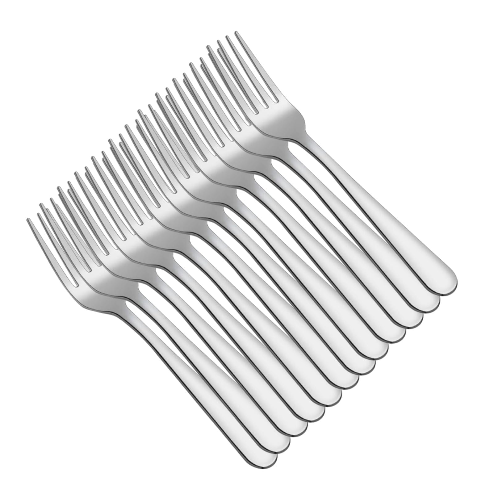 PEBBLE HUG Stainless Steel Dinner Table Forks, Ergonomically Design, Sustainable and Healthier Alternative, Clean Mirror-Polish Finish, 20cm Length, (12 Pcs)