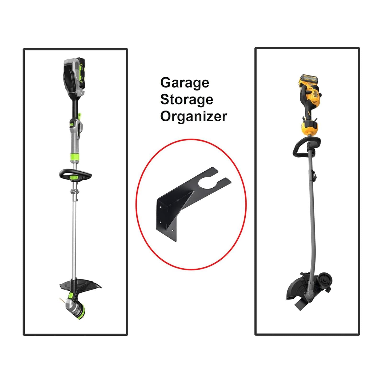 Soporte de pared para cortacésped eléctrico y herramientas, estante de organización de garaje de hierro resistente (8 x 4 pulgadas)