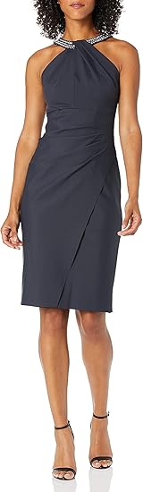 Alex Evenings Women's Short Sheath Slimming Stretch Halter Neck Dress