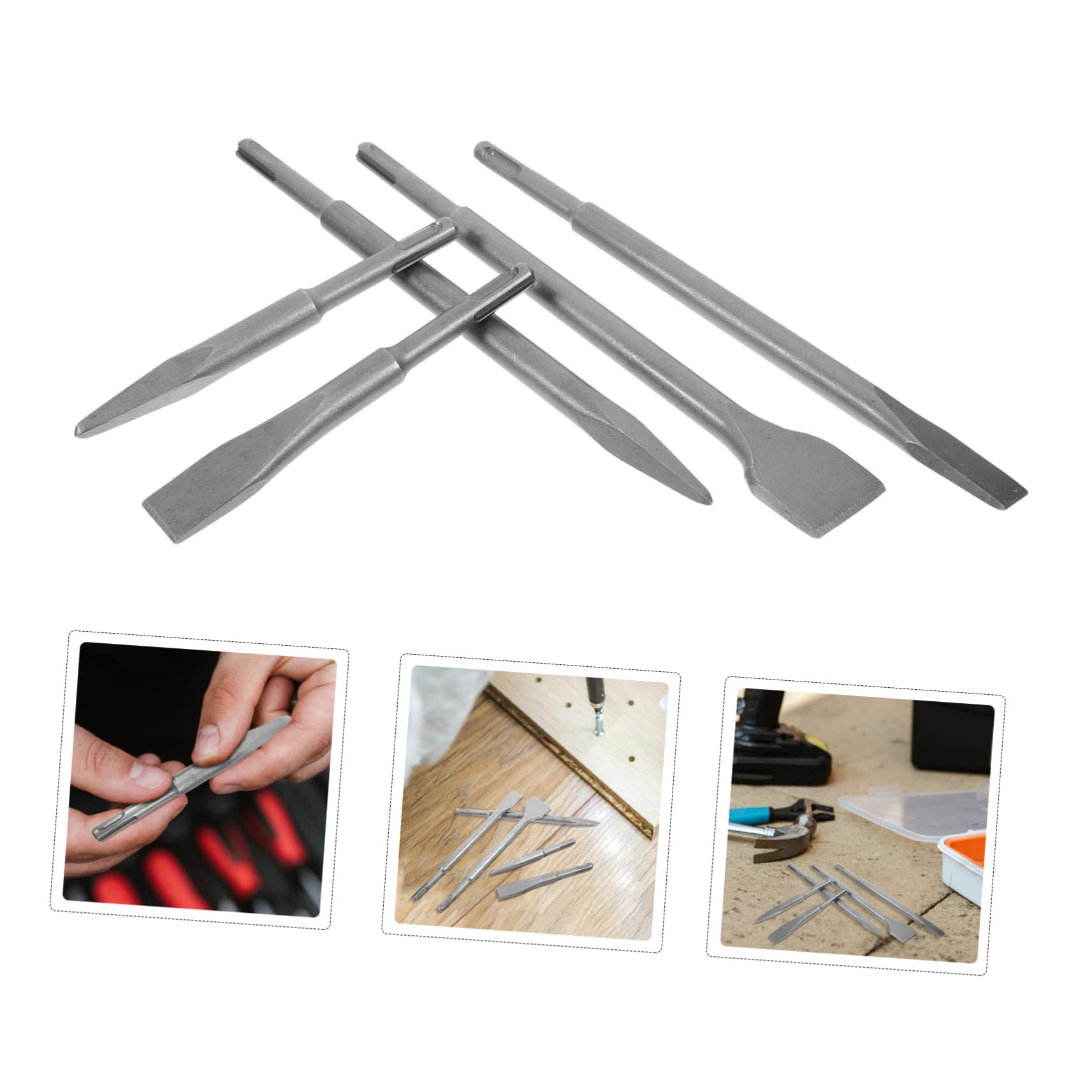 Set di 5 Scalpelli per Martello Perforatore per Pareti in Calcestruzzo, Acciaio, Valigetta, per Lavori di Muratura e Vari Progetti