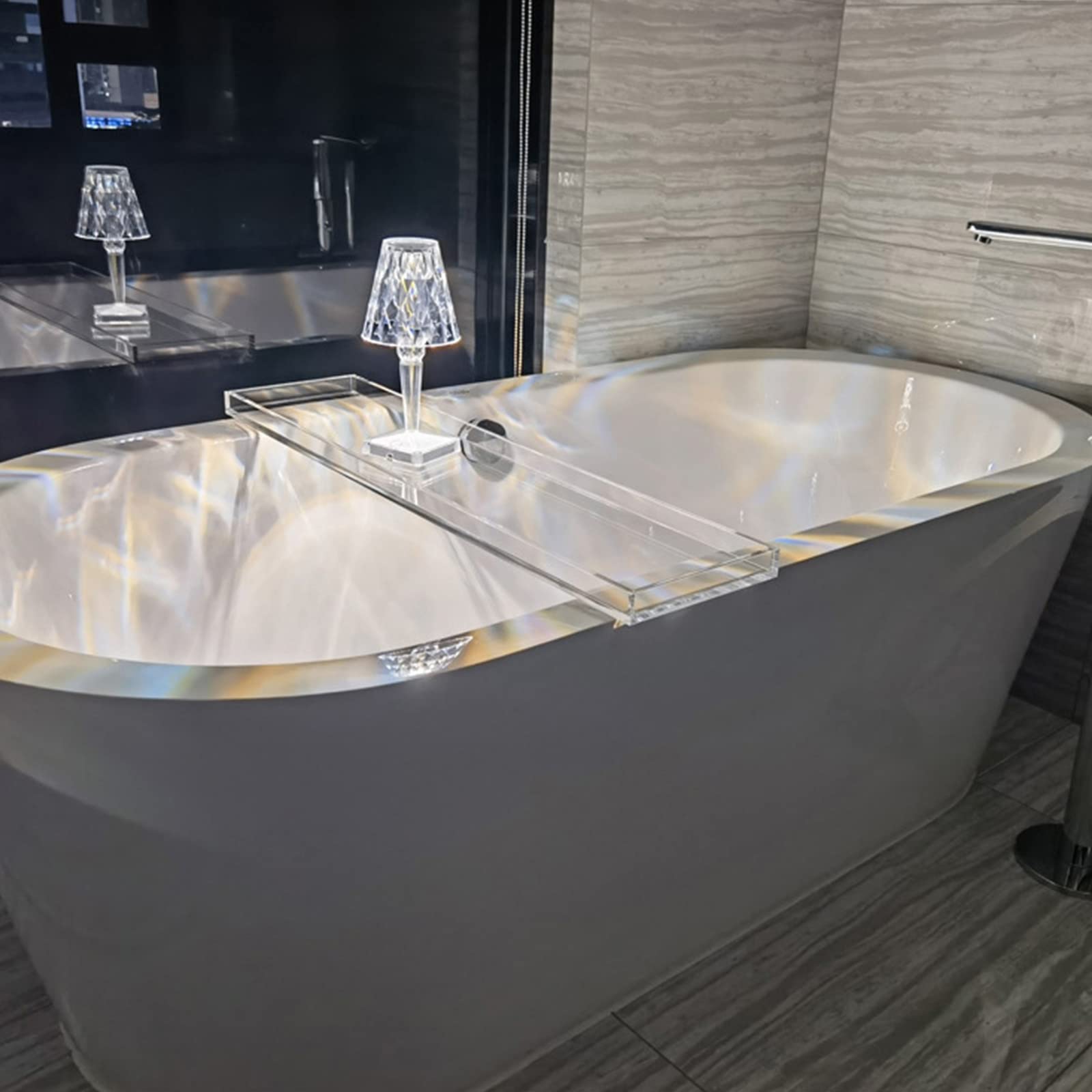 Bandejas para bañera,(es:(Bandeja de acrílico para bañera, Bandeja de Estilo nórdico Minimalista, Estante para bañera, Bandeja Transparente para bañera, Accesorios para bañera, 29,9" de la