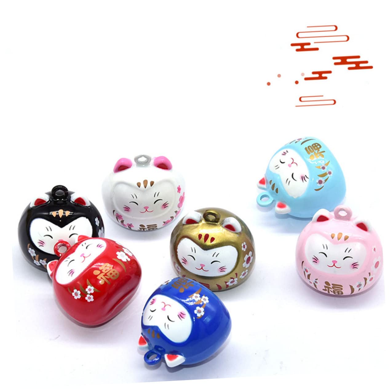 Petit Pendentif Cloche Japonaise Cuivre avec Chat Décor Porte-clés Et Cartable Accessoire Suspendu pour DIY Bruit Eau Blanc