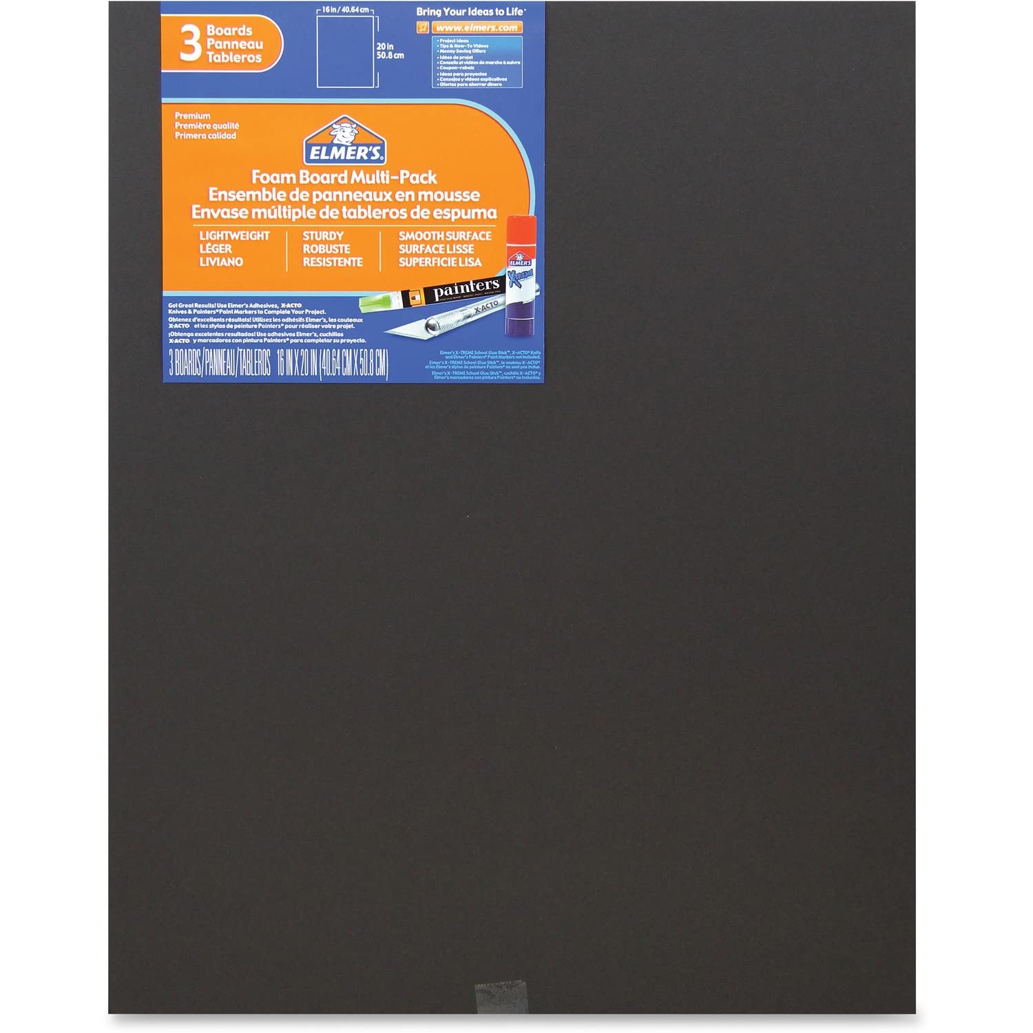 Elmer's Foam Board Multi-Pack, Black, 16x20 Inch, Pack of 3