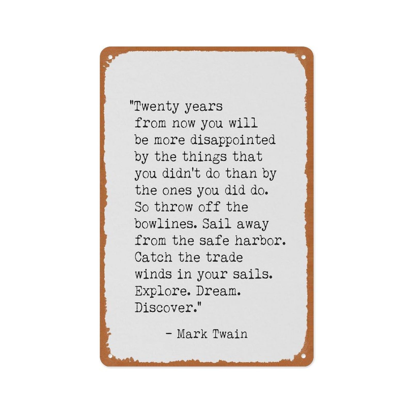 Smazdfxx As Pic Mark Twain Inspirational Travel Quote Retro Poster Vintage Metal Tin Sign, For Home Man Cave Wall Art Decoration 8X12 Inch