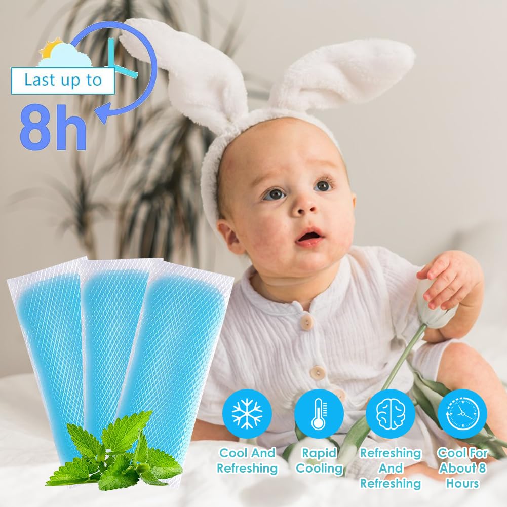 Parches De Gel De Enfriamiento, 20 Piezas Parches De Gel Refrescante, Parche Refrescante, Parche De Alivio De De Refrigeración, Productos Refrescantes Para El Escalofrío De La Fiebre Y Otros Síntomas