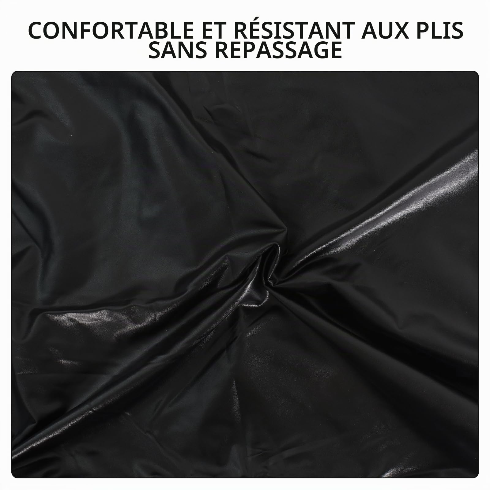 Lot de 4 Housse de Chaise Extensible, Simili Cuir Couverture Protecteur de Chaise Salle a Manger Amovible pour Hôtel Salle à Manger Cérémonie Banquet Fête de Mariage Décor (Noir)