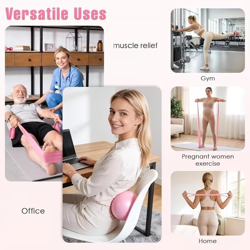 16 Pcs Home Pilates Workout Equipment Set,Made of Rubber with Thoughtful Design to Ensure Safe Use.The Set Includes 11.86" Pilates Ring,Resistance Bands,8.01" Yoga Ball and Other Accessories. | Home Use, Women's Fitness