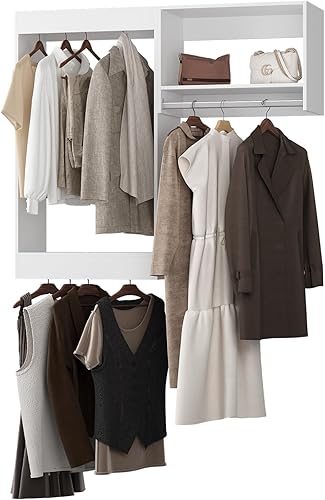 Sistema modular de armario, sistema organizador de armario de 43 pulgadas de ancho con colgar, torre de almacenamiento de armario de madera para