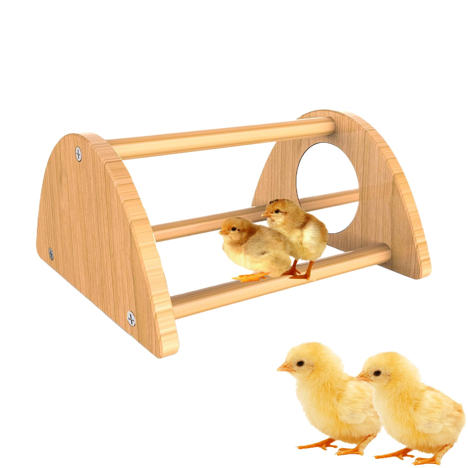 Chick Roosting Bar, stojak dla małych kurczaków Okoń, Rooster Entertainment Toy Wood Training, Chicken Nestling Lounge z lustrem, regulowana linka dla kurnika, kurczaki, 7,87 cala
