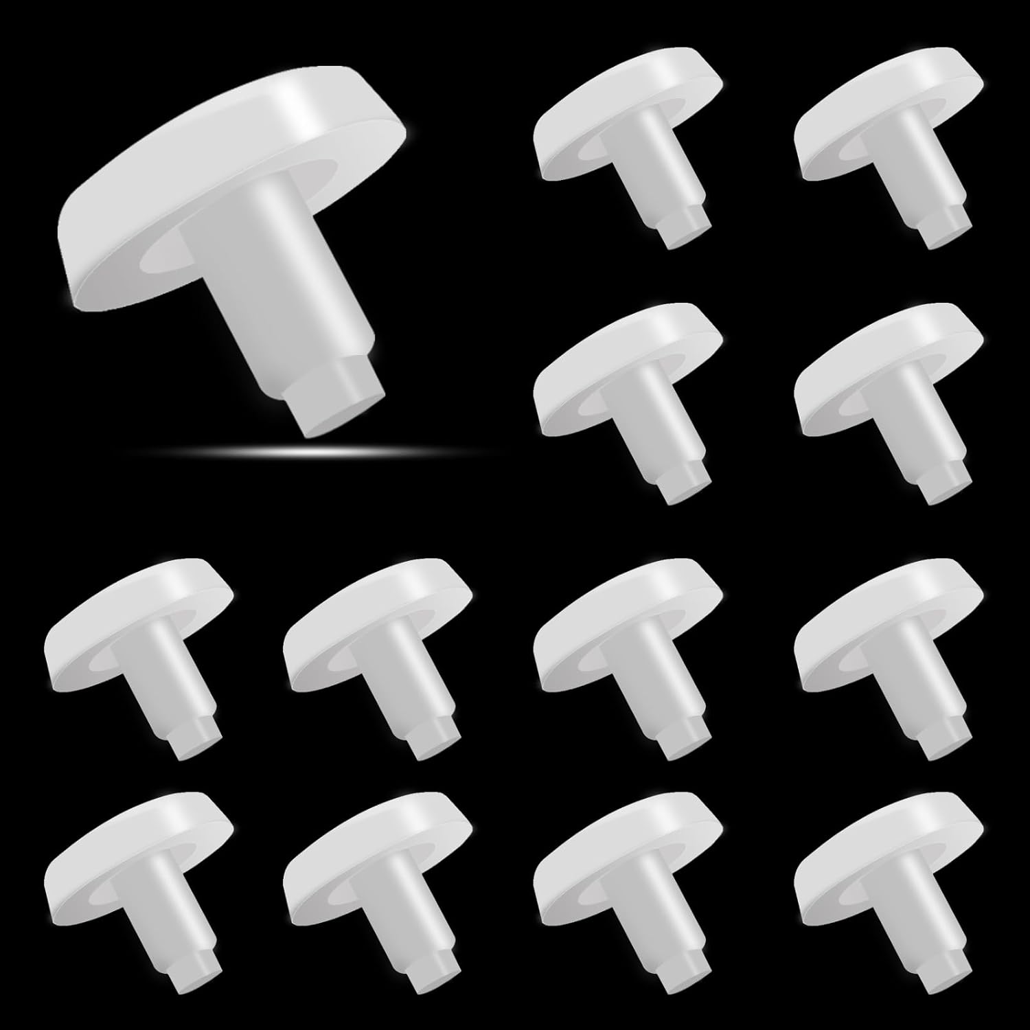 12 Pack Stem Bumpers Glide Nylon Flat Round 3/4" Stem Bumper Floor Protector for 1/4" Hole