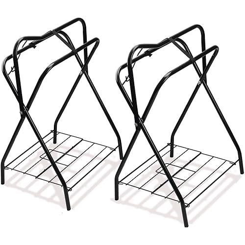 2 Pack Saddle Rack Portable Folding Horse Saddle Stand for English and Western Saddles,28" L x 19" W x 37.5" H