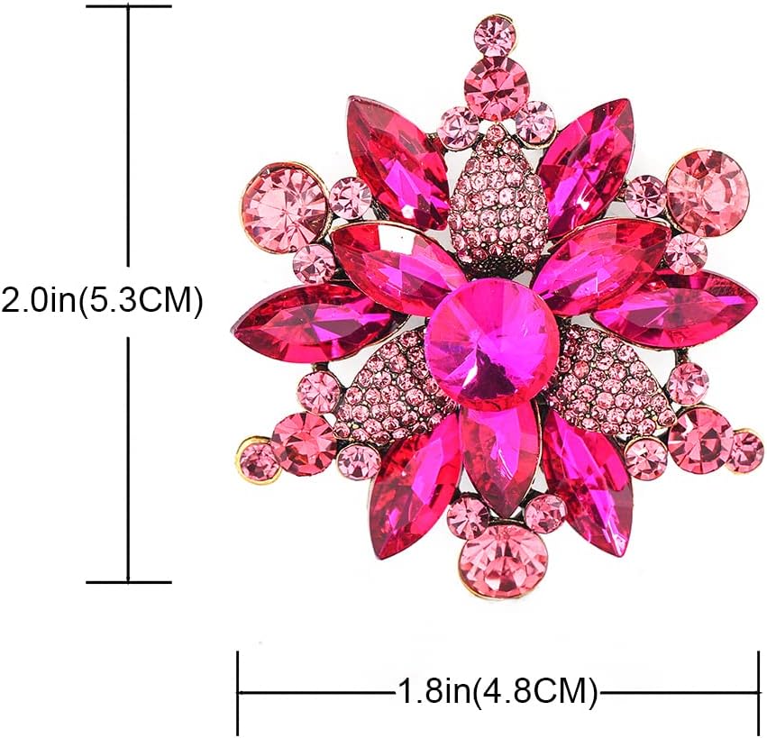 YOQUCOL Vintage Austrian Crystal Rhinestone Flower Shape Brooch Pin for Women - Image 2
