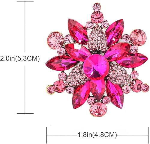 Vista 2 de YOQUCOL Broche con forma de flor de diamantes de imitación de cristal austriaco vintage para mujer