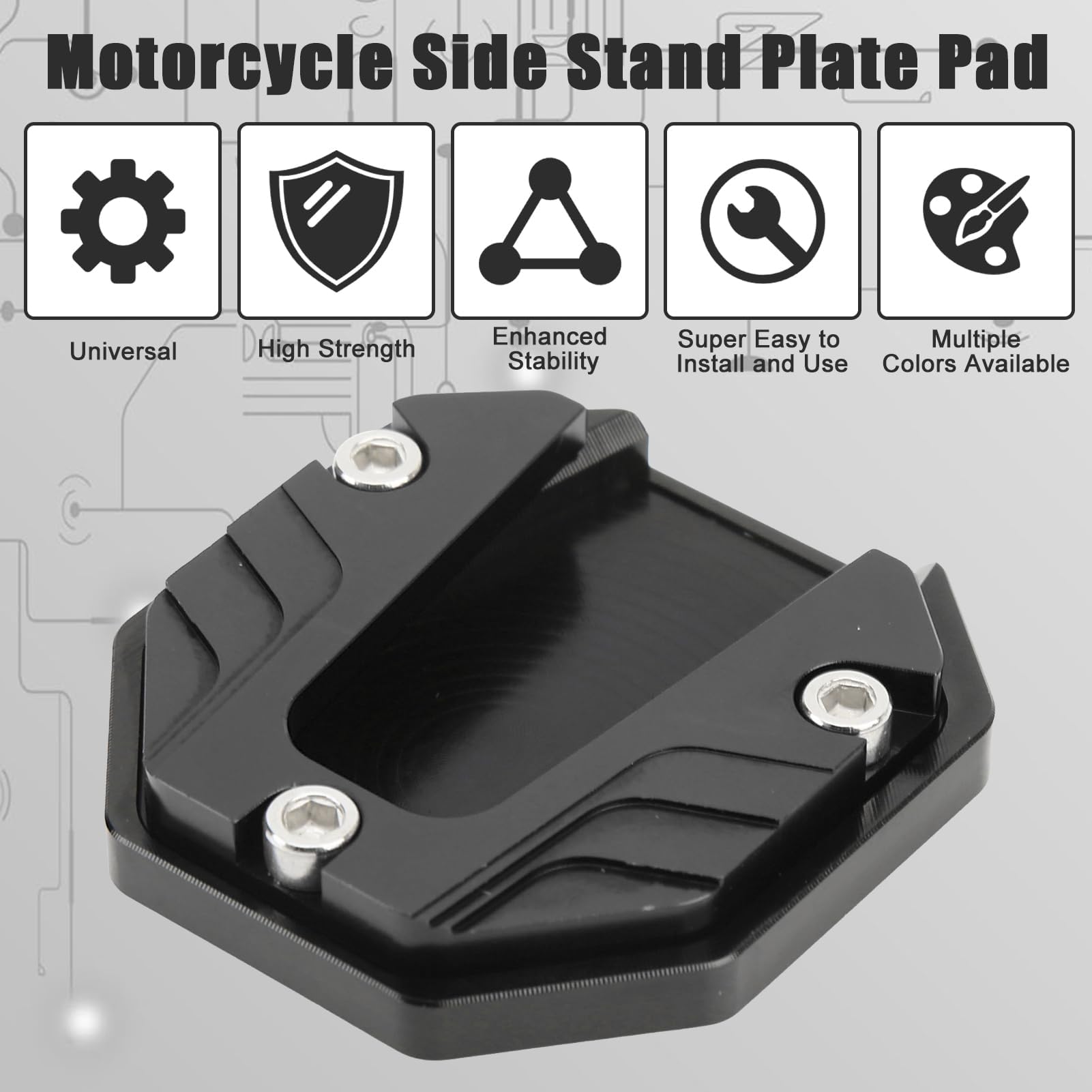 Pata de Cabra de Motocicleta para BMW F 650 GS F 650GS F650 GS 2004 2005-2007, Soporte Lateral Placa de Extensión Almohadilla Moto Base Recambio Accesorio,Black