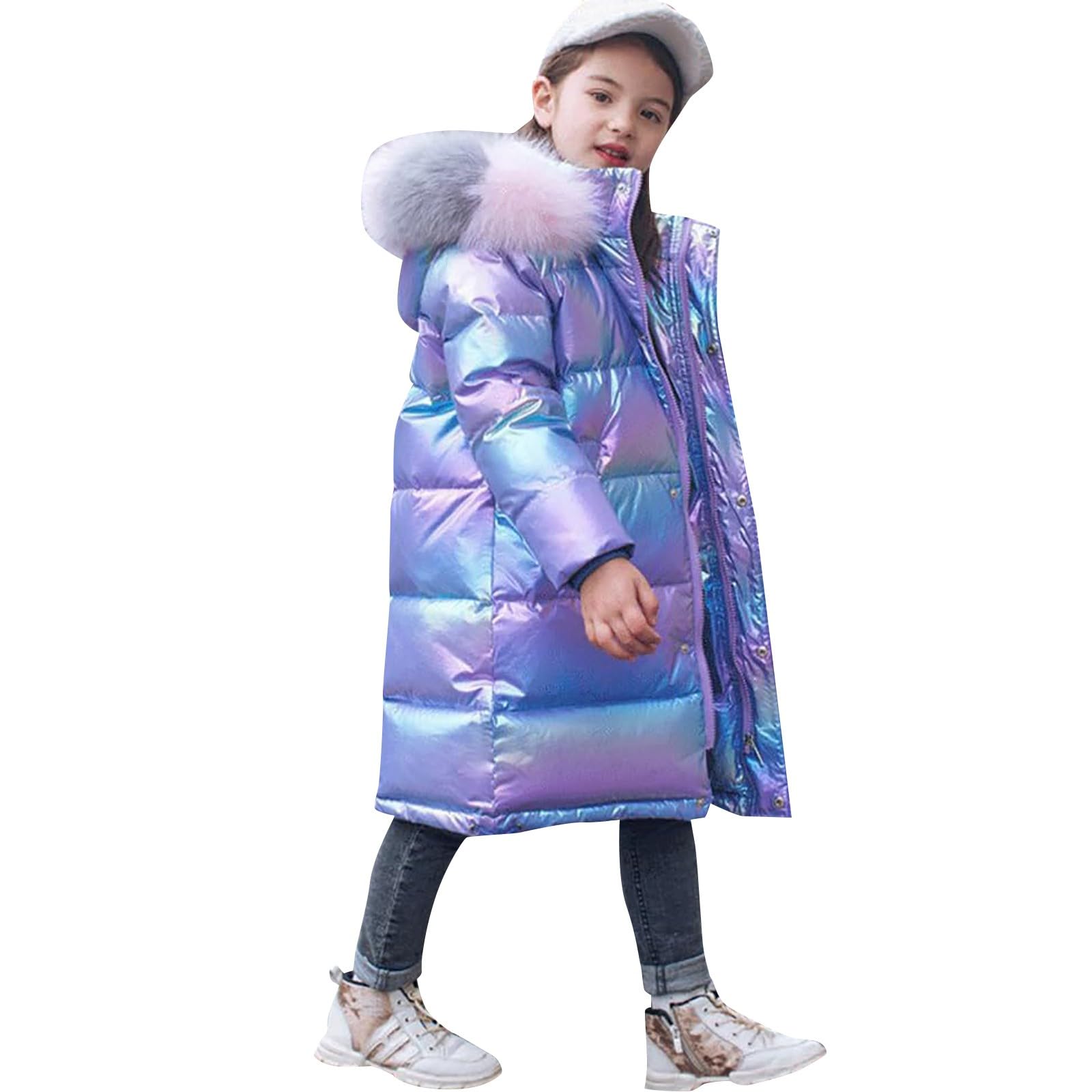 Giacca imbottita per ragazze per bambini inverno lucido piumino cappotto ragazzi con cappuccio caldo lungo capispalla teen leggero scuola giacche trapuntate
