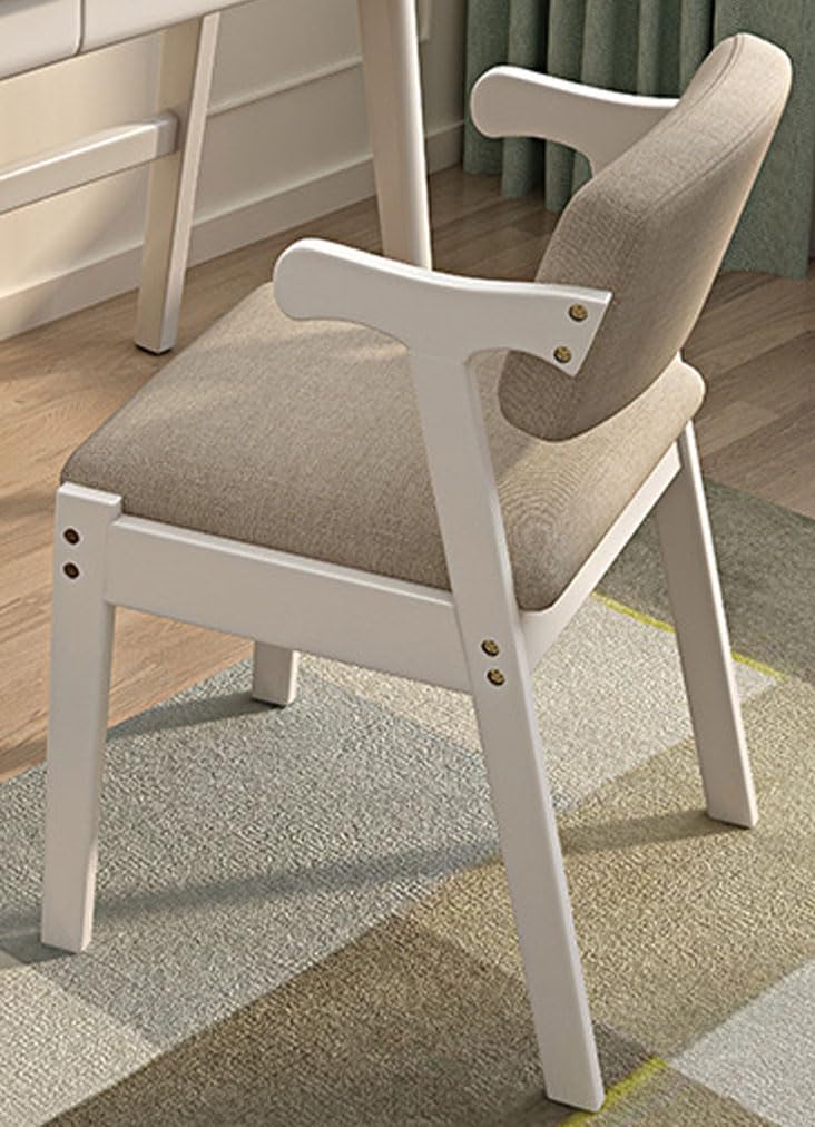 LIMOS Solid Wood Lounge Chair with Armrests - Ergonomic Restaurant & Household Negotiation Chair (White)
