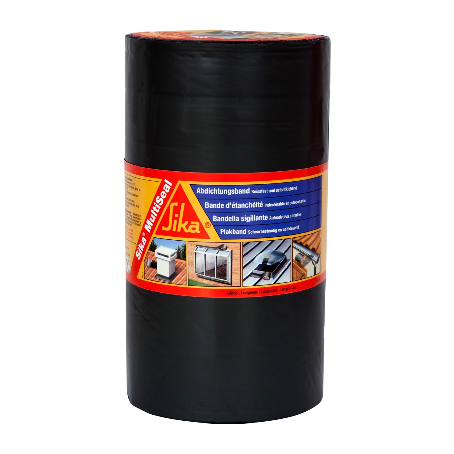SIKA - Bande d'étanchéité autocollante pour la réparation de toiture/​gouttière Multiseal Gris-​vert (RAL 7009) - Multisupports - Résistant aux UV/​Déchirure - Peut-​être peint - 200mm x 3m