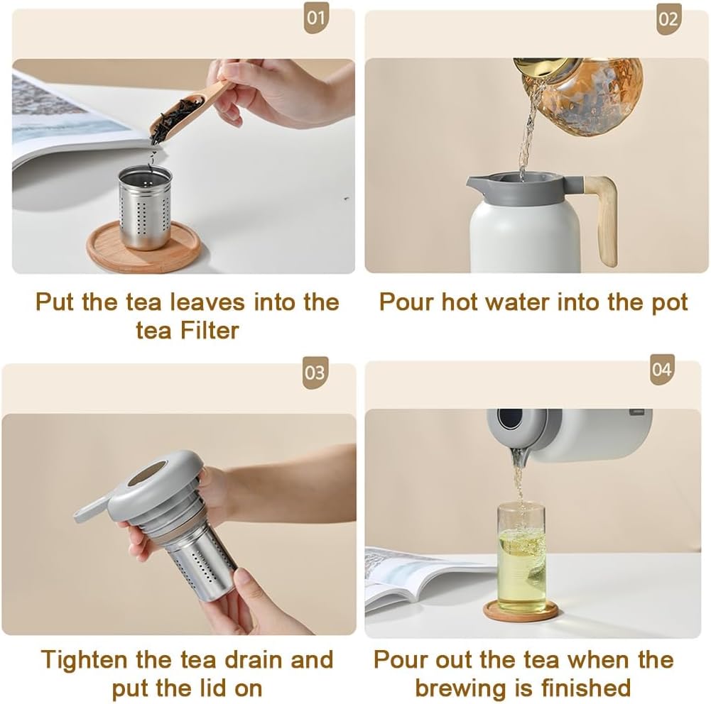 LEIYTFE Home Vacuum Teapot Stainless Steel Thermal Coffee Carafe Double Wall Vacuum Pot for Hot Water,Thermal Coffee Pot-Beverage Dispenser|12 Hours Hot(Green,2L)