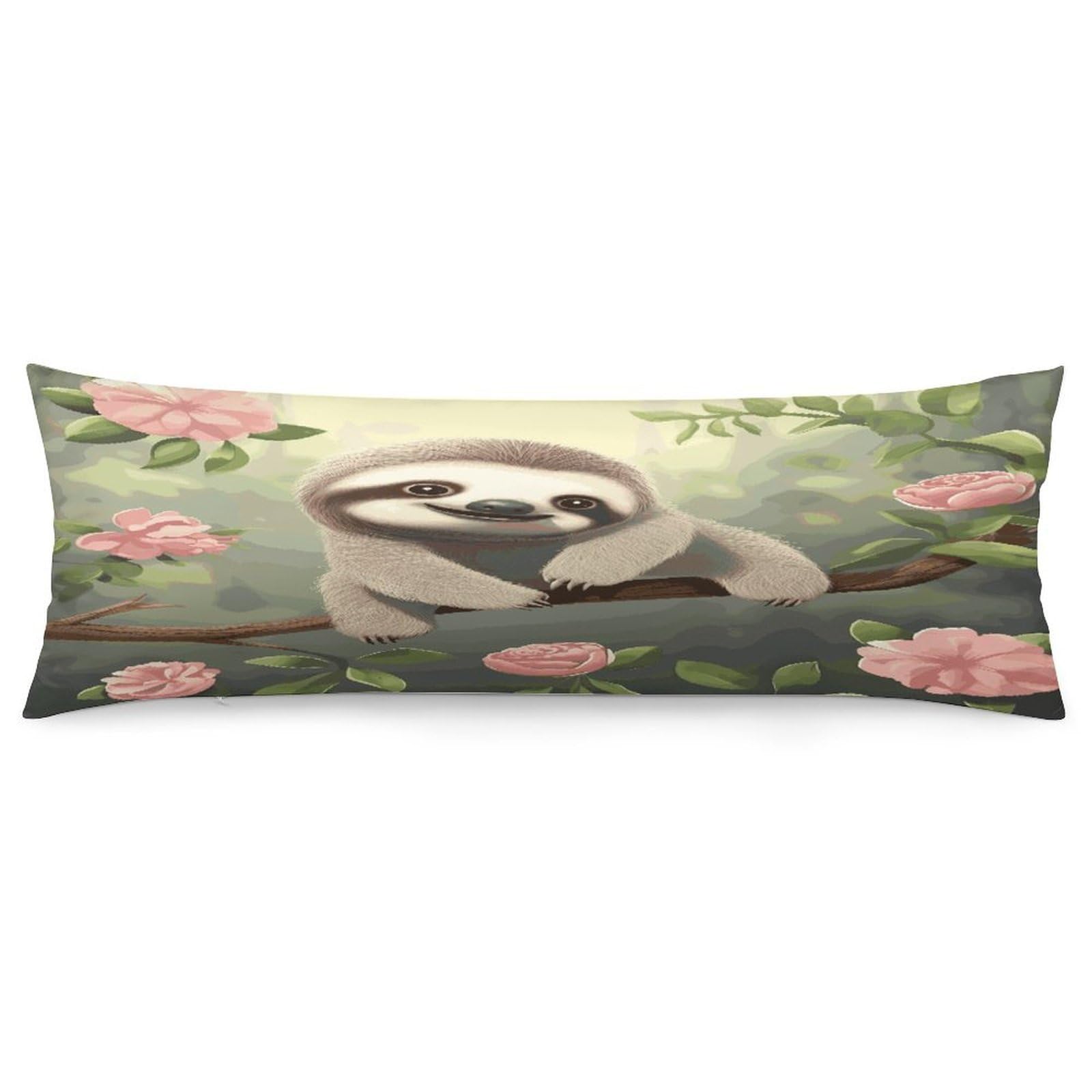 Cute Baby Sloth Pillow Case Soft Breathable Long Pillowcover Pillow Protector Suitable for Sofas Car Chairs and Any Room