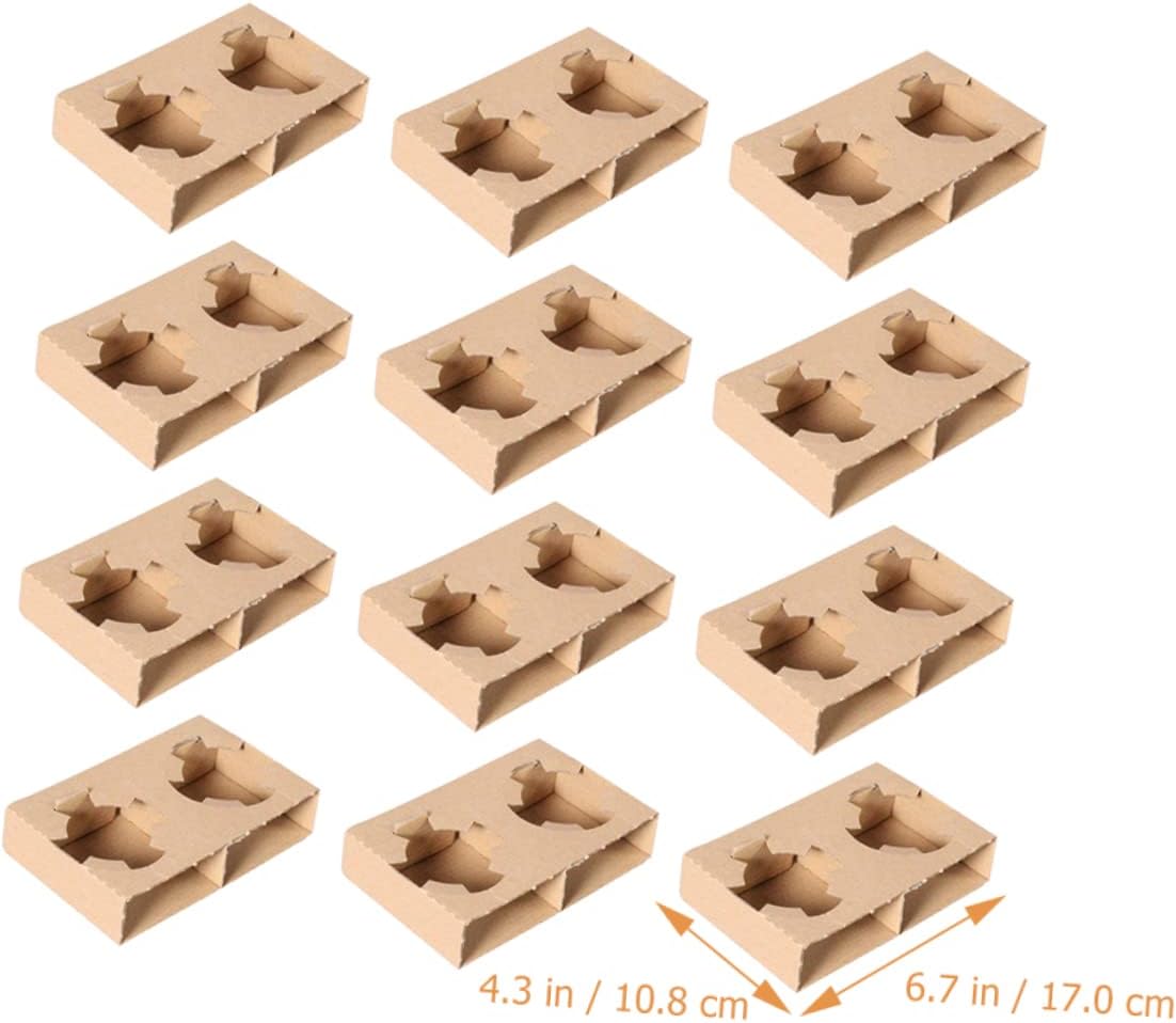 VALICLUD 50Pcs Corrugated Paper Drink Carrier Tray for Cups Sturdy Takeout Beverage Accessory for Shops Food Trucks Cafes and More