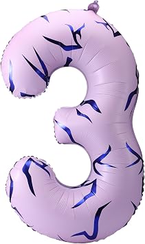 40 Inches Number 3 Balloon with Kpop Theme Tattoo Design Big Large Number Foil Balloons for Kpop Theme Party Birthday Anniversary Party Garland Arch Decorations Supplies